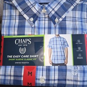 Chaps Light Blue Plaid Short Sleeve Shirt